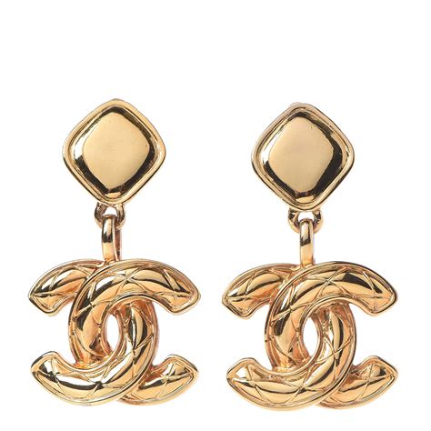 coco chanel earrings gold|chanel gold clip on earrings.